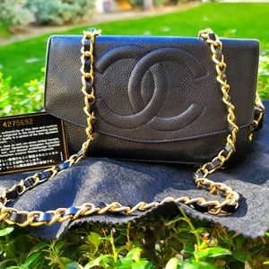 💯AUTHENTIC Chanel CAVIAR Wallet on Chain/purse